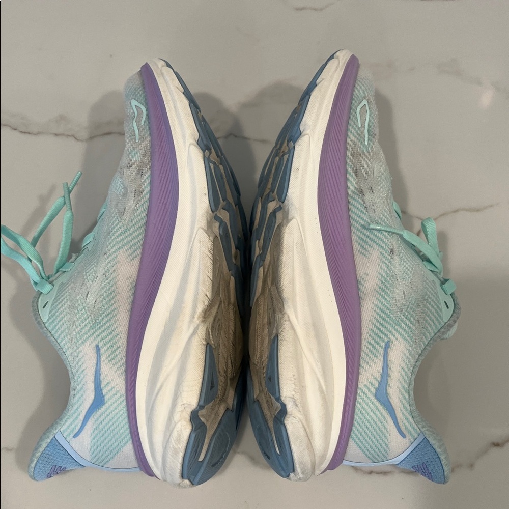 Hoka Women's Clifton 9 - Sunlit Ocean - Lilac Mist Sneakers - Picture 7 of 10